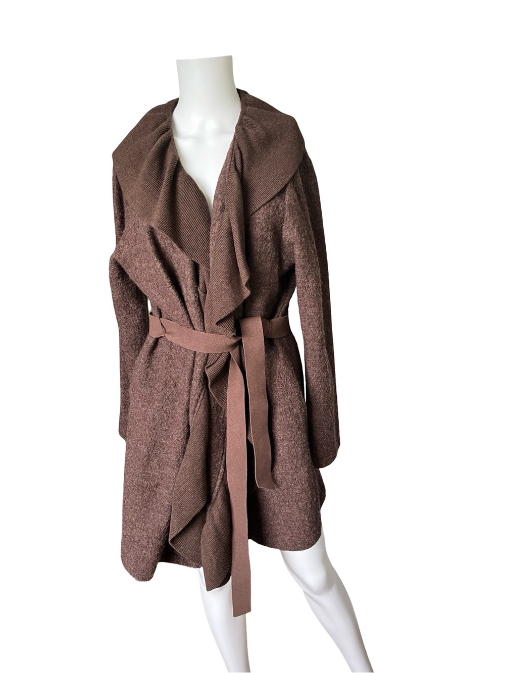 Cynthia Rowley Brown Cardigan Sweater Wool Wide Collar Neutral Plus Size 1X